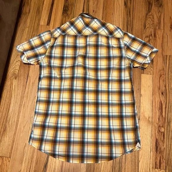 7 Diamonds Men's Blue and Yellow Plaid Casual Shirt Size S - Picture 7 of 8